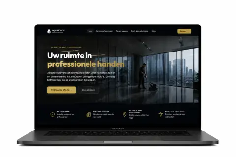 Professionele website voor Aquaforce Cleaning, ontworpen voor een Vlaamse onderneming
