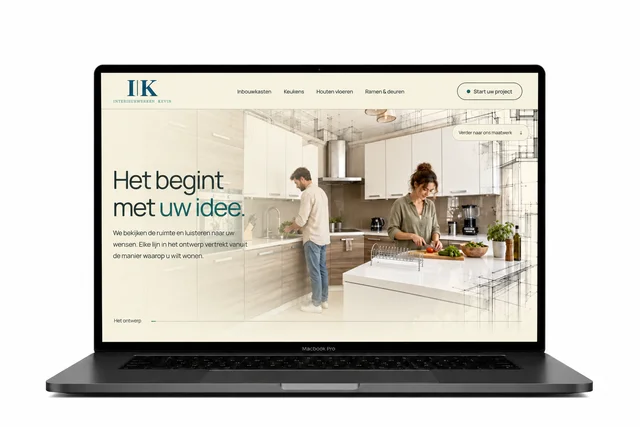Professionele website voor Interieurwerken Kevin, ontworpen voor een Vlaamse onderneming