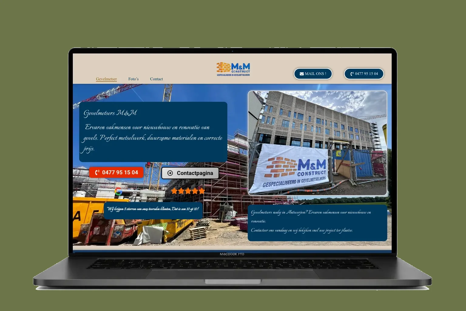 website laten maken voor M&M Construct