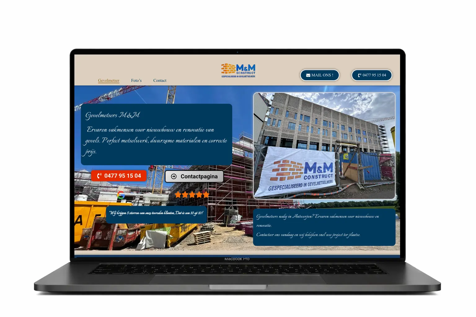 website laten bouwen door M&M Construct.