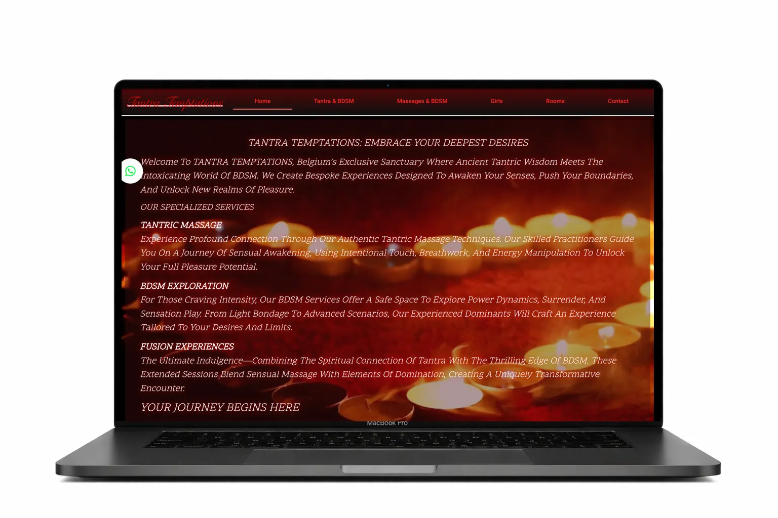 website voor Tantra Temptations.